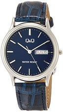 Citizen Q&Q A204-302 Día Fecha Reloj Analógico Cuero Azul Marino