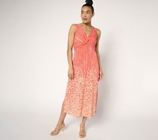 Vestido para mujer Gloria Vanderbilt talla L Italia tejido torcido frente estampado rosa