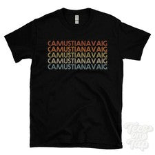 CAMISETA CAMUSTIANAVAIG ESTILO RETRO REPETIDO Hombre y Mujer Reino Unido topónimo regalo