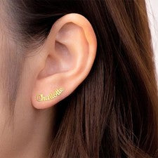 Pendientes con nombre grabados personalizados tachuelas iniciales personalizadas joyería regalo para ella