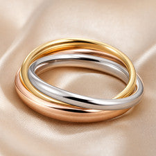 Anillo de mujer joyería anillo de compromiso acero inoxidable triple 3 en 1 anillo de tres anillos