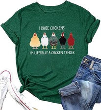 Divertida Camiseta Gráfica Chicken Mom para Mujer - Camisa Manga Corta Estilo Granja