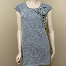 Vestido túnica top plisado de punto de piel sintética de nailon gris para mujer talla S/M