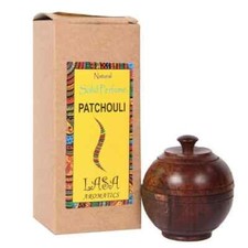 Tarro de madera de perfume corporal sólido natural pachulí Lasa Aromatics larga duración 6 g