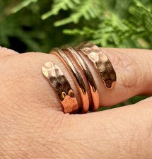 Anillo de bobina de cobre puro, anillo de martillo, joyería curativa, tamaño ...