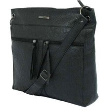 Bolso de mano cruzado para mujer Bolso mensajero de hombro de cuero sintético negro