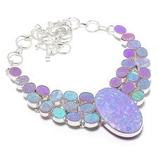 Collar de joyería hecho a mano de piedras preciosas de ópalo triplete 18"