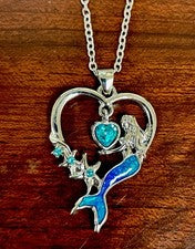 "Colgante sirena con cadena de acero inoxidable de 17"""