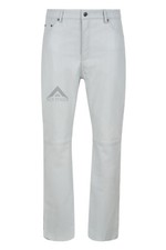 Pantalones de cuero para hombre Pantalón de motociclista Blanco Jeans Estilo Suave Napa Cuero Parte inferior 501