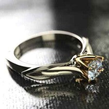 Natural Anillo De Oro De 18 Quilates Para Mujer, Diamante De 1 Quilate Joyería