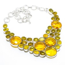 Collar de joyas de piedras preciosas de citrino hecho a mano 18"