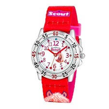 Scout Kinderuhr Serie Action Girls Horse pink mit Textilband mit Dornschließe