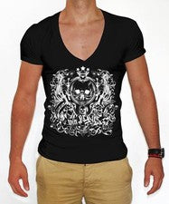 Camiseta Distinkt Youth Win or Die Para Hombres Cuello en V Profundo Moda Estampada Ángel 318