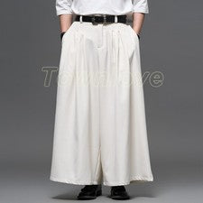 Hombres Japonés Estilo Retro Nuevo Chino Suelto Pierna Ancha Largo Pantalón Recto Pantalones