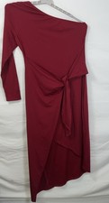 Nuevo con etiquetas Maxi Vestido de Cóctel Borgoña de Un Hombro Moda para Mujer - XL