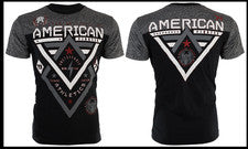 Camiseta AMERICAN FIGHTER Negra PATRÓN ALASKA Gráfica Atlética Nueva con Etiquetas