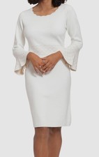 Vestido Suéter London Times Para Mujer Marfil Costura en Contraste Manga Campana Talla L