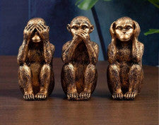 Estatuilla de resina de 3 monos sabios adorno ver escuchar hablar no mal decoración del hogar