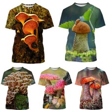 Champiñones Camping Hipster Camiseta Impresa en 3D Verano Hombre Moda Informal Prendas para el torso