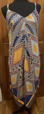 Vestido para mujer AUW diseño geométrico multicolor dobladillo asimétrico talla pequeña