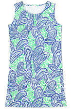 Vestido para mujer - Vestido estampado azul verde - Algodón - Mini vestido - Pequeño