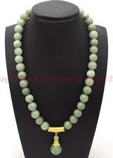 Collar colgante de cuentas redondas de piedras preciosas de jade verde A hecho a mano natural de 8/10/12 mm