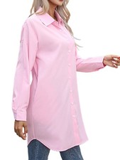 Camisa informal para mujer cuello de vestir cuello en V abotonada suelta manga larga 8725
