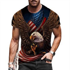 Camiseta Hombre Águila EE. UU. Bandera americana Gráfico moda manga corta marrón