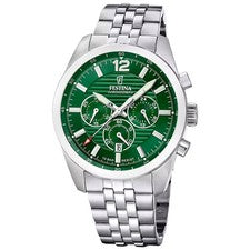 FESTINA reloj de pulsera para hombres cronógrafo acero/verde crono F20742/2