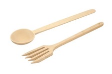 Utensilios Cocina Madera XL Cuchara 57cm y Tenedor 51cm