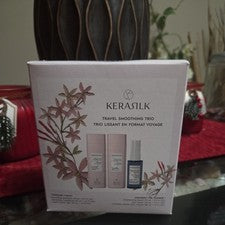 Nuevo en caja Kit de viaje para cabello KeraSilk trío suavizante champú acondicionador y relleno de cutículas