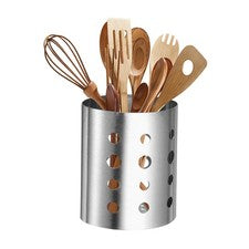 Soporte para utensilios de cocina de 4,6 x 5,5" ovalado de acero inoxidable plateado
