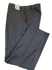 Via Manzoni Vestido Pantalones Pantalones 39W/39T Negro y Azul Rayas Nuevo con Etiquetas #5