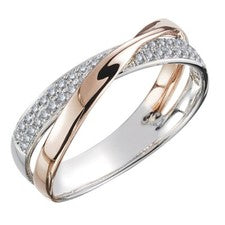 Anillo de mujer de lujo personalidad en forma de X dos colores mujer circonita anillo joyería