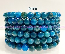 "Lote al por mayor de 6 piezas pulsera elástica curativa de piedras preciosas de apatita natural 6 mm 7,5"""