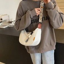 Bolso Bandolera de Hombro de Lona para Mujer Informal Pequeño Hobo Bolso de Mano con Correa Ancha