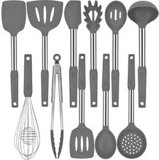 Utensilios de Cocina de Silicona con Mango de Acero para Ollas Antiadherentes