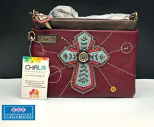 MINI BOLSO BANDOLERA CHEVRON CROSS FAITH CHALA GRANATE