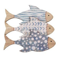 Instrumento de madera para peces 3 piezas decoración casa lago arte de pared playa temática para el hogar