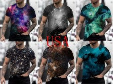 Camiseta Galaxia Cosmos Impresión Gráfica Moda Astronomía Estrellas Hombre Suave