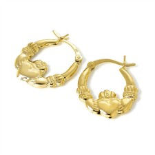 Pendientes de aro criollos Claddagh enchapados en oro de plata de ley 925 Irlanda Irlandesa