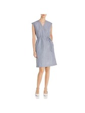 Vestido vaina LE GALI para mujer azul marino a rayas manga gorra cuello en V por encima de la rodilla S