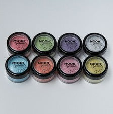 Agitadores Pastel Glitter de Moon Glitter - Brillo 100% Cosmético para Rostro, Cuerpo 3g