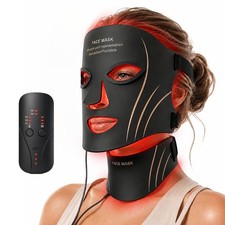 Mascarilla Terapia Luz Roja Rostro Cuello 7 Colores 309 LED Recargable Negro Cuidado de la Piel