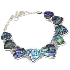 Collar de piedras preciosas en forma de corazón concha de abulón cadena ajustable joyería 18" PT-3280