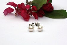 Pendientes de joyería de perlas de agua dulce de cría real blanca de 6 mm pendientes de plata 925