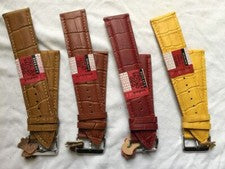 26 mm XL correas de reloj cuero auténtico extra largo DILOY estampado de cocodrilo marrón azul blanco