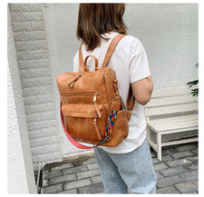 Mujer Cuero Moda Mochila Cartera Informal Gran Capacidad Bolso de Viaje