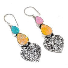 Titanio Druzy piedras preciosas hecho a mano 925 plata esterlina joyería pend...
