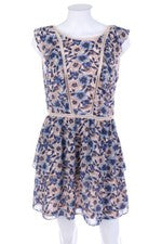 Vestido H&M DIVIDED escote bajo espalda D 40 tonos azules nude rosa NUEVO